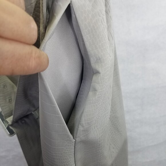 ALFANI Maxi Dress Women's 12 Gray Faux Leather Short Sleeve Belted Button Up NWT - Picture 10 of 16